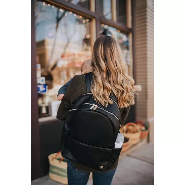 imageLittle Unicorn Skyline Backpack  Diaper Work Travel Bag with Changing Pad  Premium Vegan Leather  Lightweight amp Durable Design  5 Interior Pockets  Easily Wipes Clean Grey UmberBlack