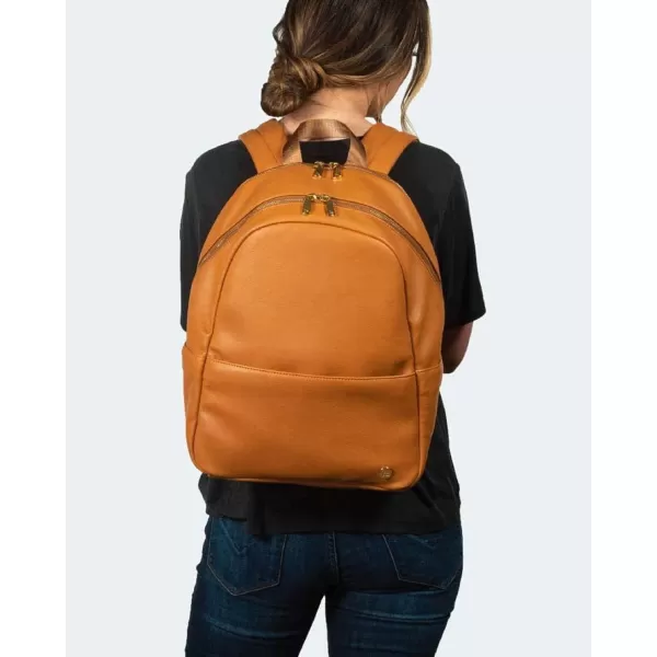 imageLittle Unicorn Skyline Backpack  Diaper Work Travel Bag with Changing Pad  Premium Vegan Leather  Lightweight amp Durable Design  5 Interior Pockets  Easily Wipes Clean Grey UmberCognac