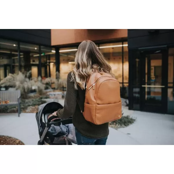 imageLittle Unicorn Skyline Backpack  Diaper Work Travel Bag with Changing Pad  Premium Vegan Leather  Lightweight amp Durable Design  5 Interior Pockets  Easily Wipes Clean Grey UmberCognac