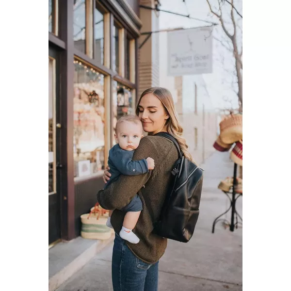 imageLittle Unicorn Skyline Backpack  Diaper Work Travel Bag with Changing Pad  Premium Vegan Leather  Lightweight amp Durable Design  5 Interior Pockets  Easily Wipes Clean Grey UmberBlack