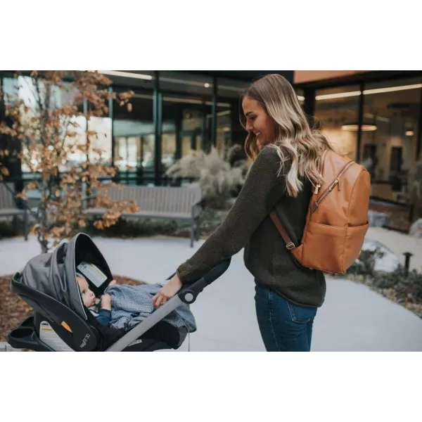 imageLittle Unicorn Skyline Backpack  Diaper Work Travel Bag with Changing Pad  Premium Vegan Leather  Lightweight amp Durable Design  5 Interior Pockets  Easily Wipes Clean Grey UmberCognac