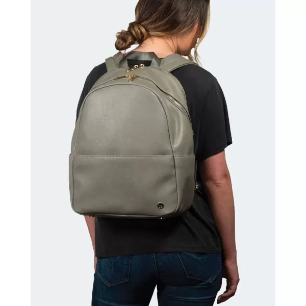 imageLittle Unicorn Skyline Backpack  Diaper Work Travel Bag with Changing Pad  Premium Vegan Leather  Lightweight amp Durable Design  5 Interior Pockets  Easily Wipes Clean Grey UmberGrey Umber