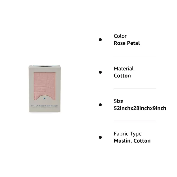 imageLittle Unicorn Taupe Cross Fitted Crib Sheet  100 Cotton Muslin  Super Soft  Sized for Standard Baby Crib amp Toddler Mattress  Machine Washable  52 x 28 x 9Rose Petal