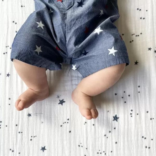 imageLittle Unicorn Taupe Cross Fitted Crib Sheet  100 Cotton Muslin  Super Soft  Sized for Standard Baby Crib amp Toddler Mattress  Machine Washable  52 x 28 x 9Shooting Stars