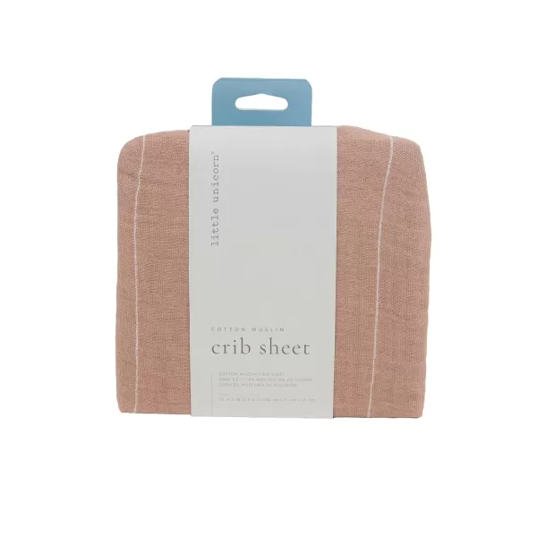 imageLittle Unicorn Taupe Cross Fitted Crib Sheet  100 Cotton Muslin  Super Soft  Sized for Standard Baby Crib amp Toddler Mattress  Machine Washable  52 x 28 x 9Mauve Stripe