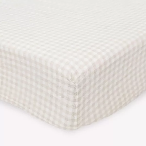 imageLittle Unicorn Taupe Cross Fitted Crib Sheet  100 Cotton Muslin  Super Soft  Sized for Standard Baby Crib amp Toddler Mattress  Machine Washable  52 x 28 x 9Tan Gingham