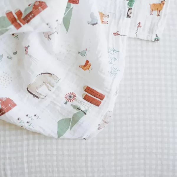 imageLittle Unicorn Taupe Cross Fitted Crib Sheet  100 Cotton Muslin  Super Soft  Sized for Standard Baby Crib amp Toddler Mattress  Machine Washable  52 x 28 x 9Tan Gingham