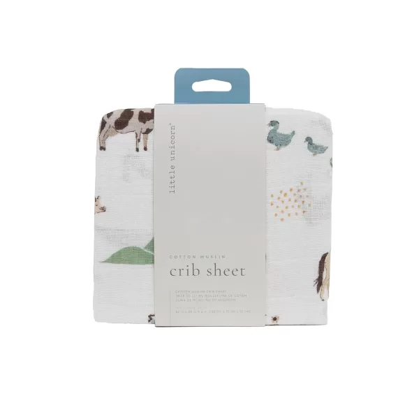 imageLittle Unicorn Taupe Cross Fitted Crib Sheet  100 Cotton Muslin  Super Soft  Sized for Standard Baby Crib amp Toddler Mattress  Machine Washable  52 x 28 x 9Farmyard