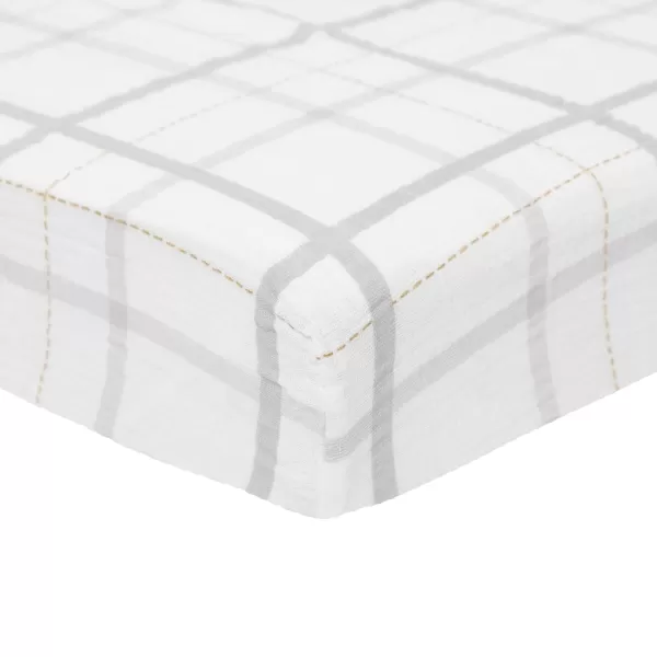imageLittle Unicorn Taupe Cross Fitted Crib Sheet  100 Cotton Muslin  Super Soft  Sized for Standard Baby Crib amp Toddler Mattress  Machine Washable  52 x 28 x 9Grey Plaid