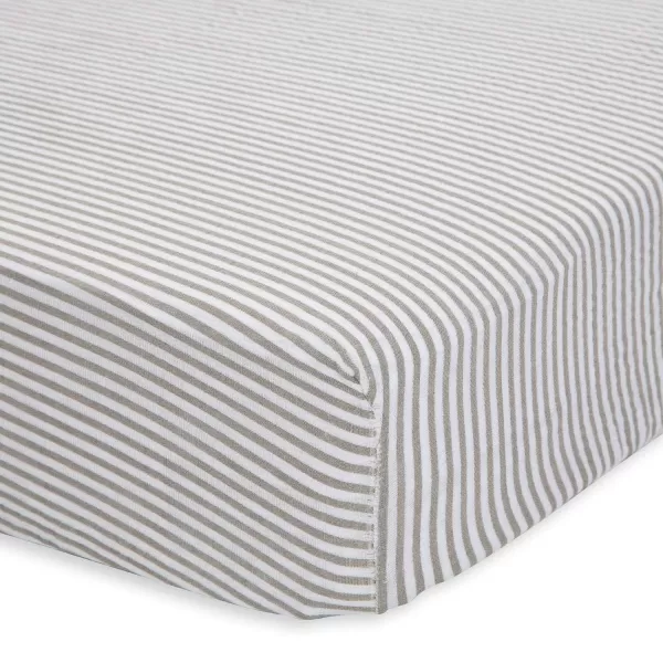 imageLittle Unicorn Taupe Cross Fitted Crib Sheet  100 Cotton Muslin  Super Soft  Sized for Standard Baby Crib amp Toddler Mattress  Machine Washable  52 x 28 x 9Grey Stripe