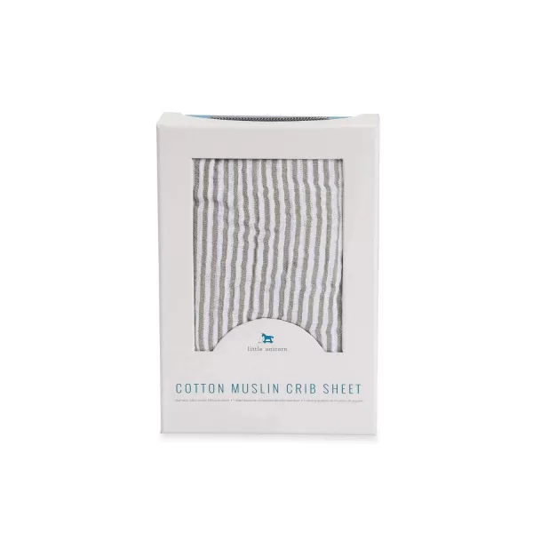 imageLittle Unicorn Taupe Cross Fitted Crib Sheet  100 Cotton Muslin  Super Soft  Sized for Standard Baby Crib amp Toddler Mattress  Machine Washable  52 x 28 x 9Grey Stripe