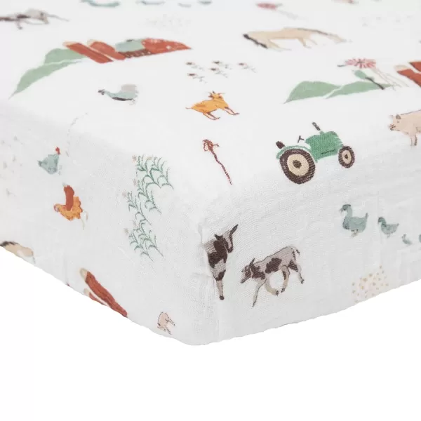imageLittle Unicorn Taupe Cross Fitted Crib Sheet  100 Cotton Muslin  Super Soft  Sized for Standard Baby Crib amp Toddler Mattress  Machine Washable  52 x 28 x 9Farmyard