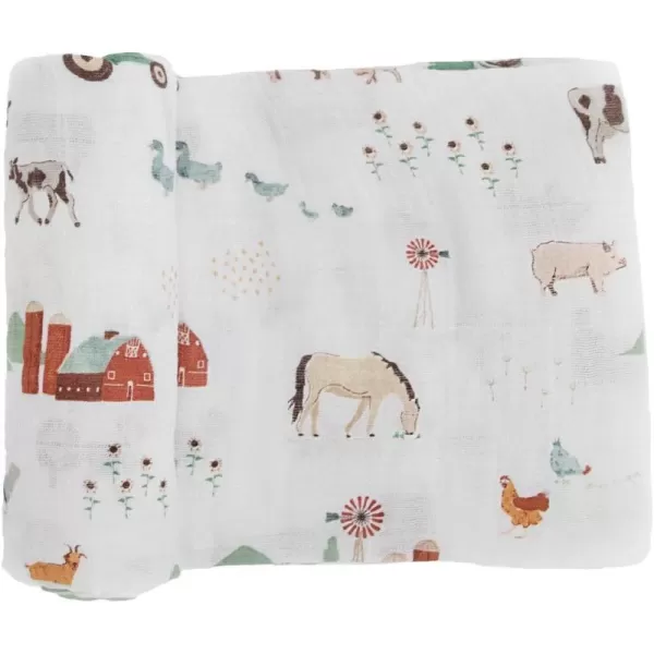 imageLittle Unicorn  Charcoal Hedgehog Cotton Muslin Swaddle Blanket Set  Set of 2  100 Cotton  Super Soft  Newborns and Infants  Large 47 x 47  Machine WashableFarmyard Set of 1