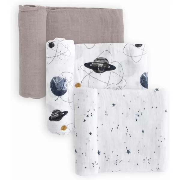 imageLittle Unicorn  Charcoal Hedgehog Cotton Muslin Swaddle Blanket Set  Set of 2  100 Cotton  Super Soft  Newborns and Infants  Large 47 x 47  Machine WashablePlanetary 2 Set of 3