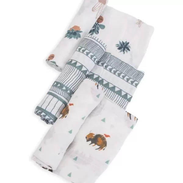 imageLittle Unicorn  Charcoal Hedgehog Cotton Muslin Swaddle Blanket Set  Set of 2  100 Cotton  Super Soft  Newborns and Infants  Large 47 x 47  Machine WashableBison Set of 3