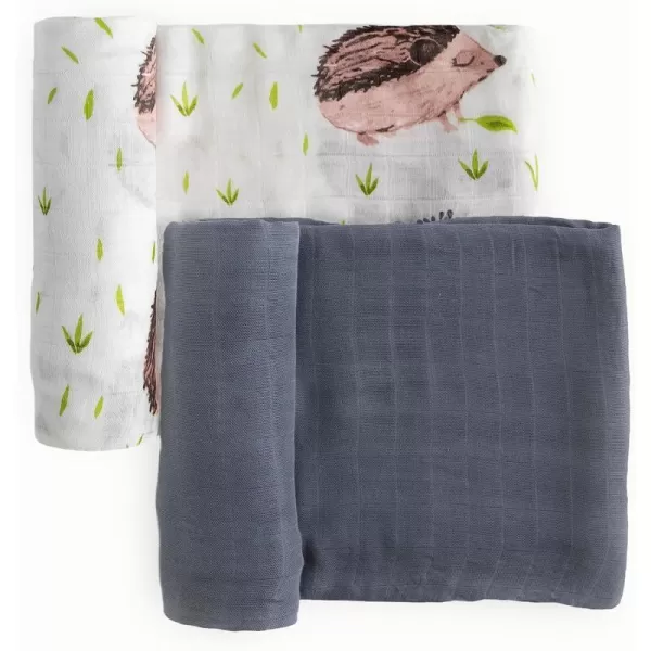 imageLittle Unicorn  Charcoal Hedgehog Cotton Muslin Swaddle Blanket Set  Set of 2  100 Cotton  Super Soft  Newborns and Infants  Large 47 x 47  Machine WashableCharcoal Hedgehog Set of 2