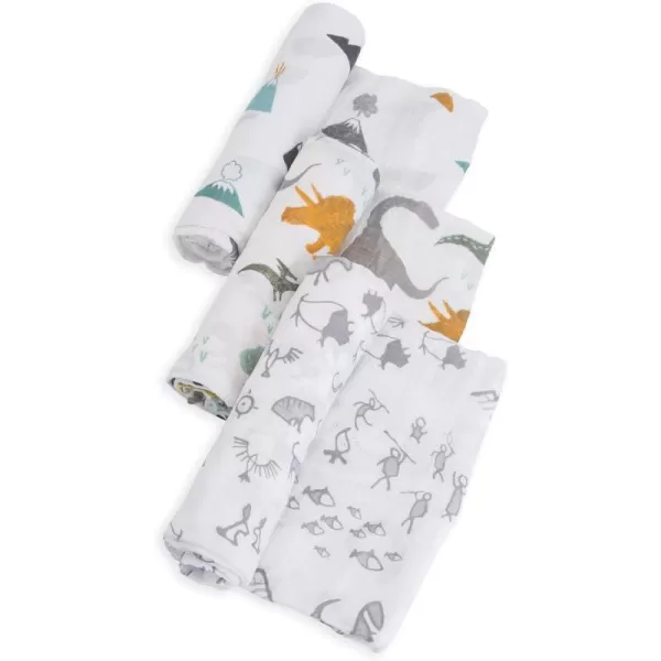 imageLittle Unicorn  Charcoal Hedgehog Cotton Muslin Swaddle Blanket Set  Set of 2  100 Cotton  Super Soft  Newborns and Infants  Large 47 x 47  Machine WashableDino Friends Set of 3