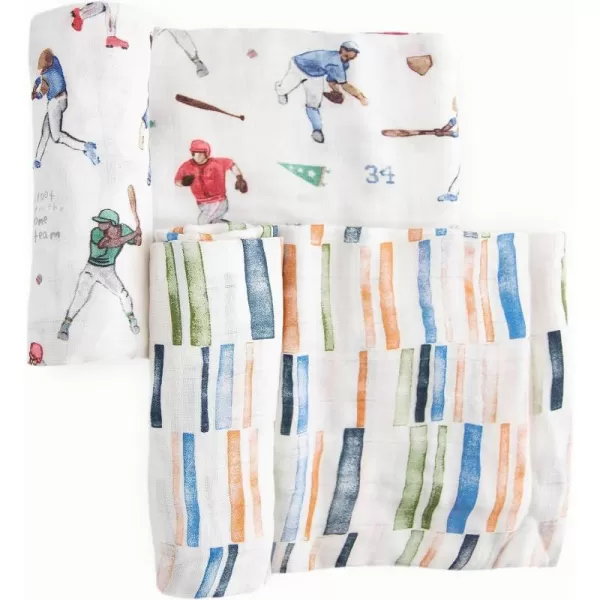 imageLittle Unicorn  Safari Social Deluxe Swaddle Set  Set of 2  100 Rayon Muslin from Bamboo  Super Soft  Newborns and Infants  Large 47 x 47  Machine WashableHome Run Set of 2