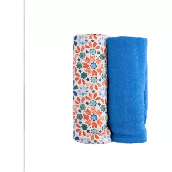 imageLittle Unicorn  Safari Social Deluxe Swaddle Set  Set of 2  100 Rayon Muslin from Bamboo  Super Soft  Newborns and Infants  Large 47 x 47  Machine WashableKaleidoscope Set of 2