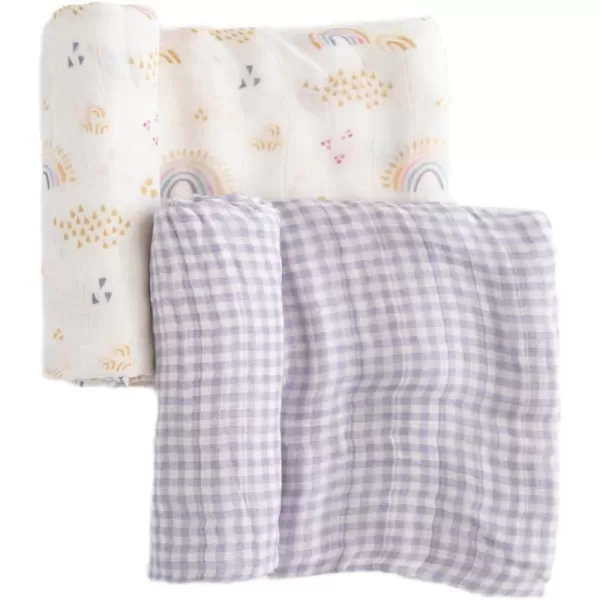 imageLittle Unicorn  Safari Social Deluxe Swaddle Set  Set of 2  100 Rayon Muslin from Bamboo  Super Soft  Newborns and Infants  Large 47 x 47  Machine WashableRainbow Gingham Set Set of 2