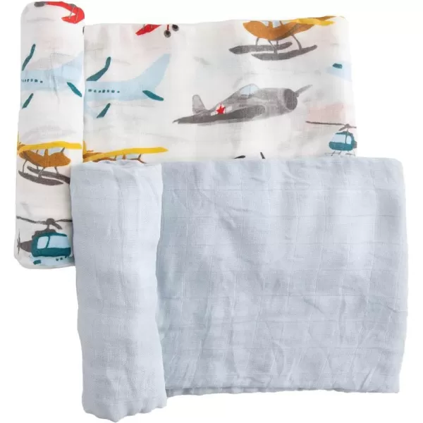 imageLittle Unicorn  Safari Social Deluxe Swaddle Set  Set of 2  100 Rayon Muslin from Bamboo  Super Soft  Newborns and Infants  Large 47 x 47  Machine WashableAir Show Set Set of 2