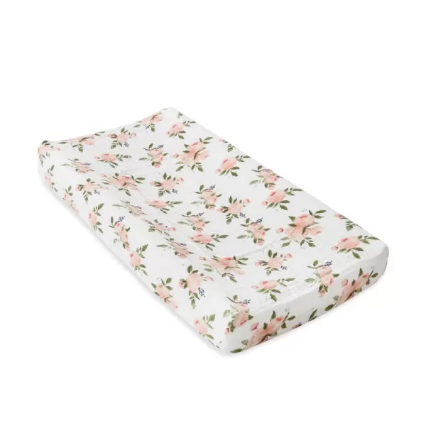 imageLittle Unicorn  Tropical Leaf Changing Pad Cover  100 Cotton Muslin  Super Soft  Baby Diaper Changing  Machine Washable  16 x 32Watercolor Rose