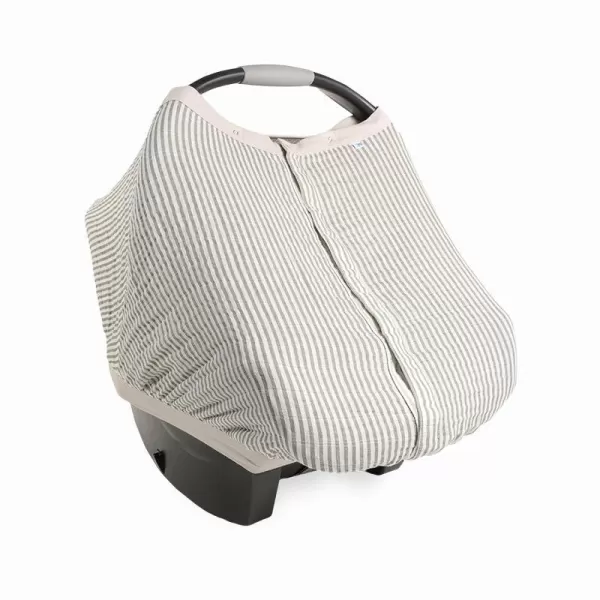 imageLittle Unicorn 100 Cotton Muslin Car Seat Canopy  Super Soft Lightweight Cover with Window  Breathable  Magnetic Closure  Baby and Infant  Machine Washable  Shower Gift  Dino FriendsGrey Stripe