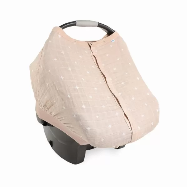 imageLittle Unicorn 100 Cotton Muslin Car Seat Canopy  Super Soft Lightweight Cover with Window  Breathable  Magnetic Closure  Baby and Infant  Machine Washable  Shower Gift  Dino FriendsTaupe Cross