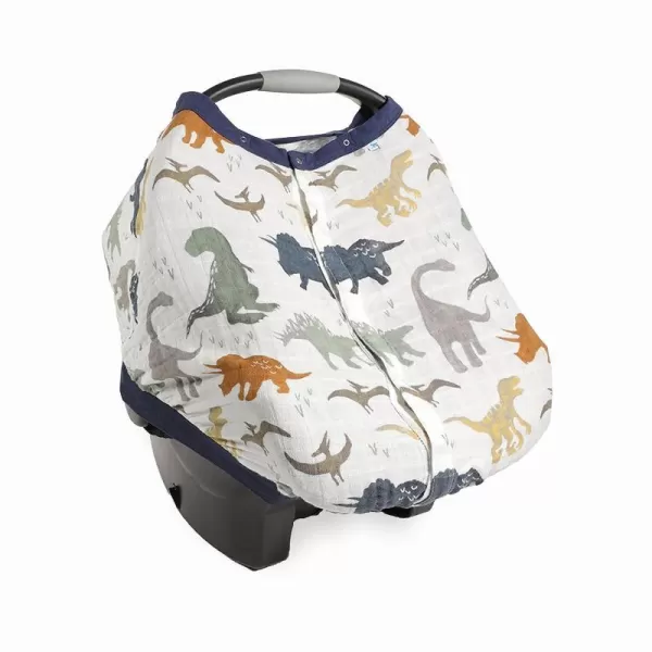 imageLittle Unicorn 100 Cotton Muslin Car Seat Canopy  Super Soft Lightweight Cover with Window  Breathable  Magnetic Closure  Baby and Infant  Machine Washable  Shower Gift  Dino FriendsDino Friends