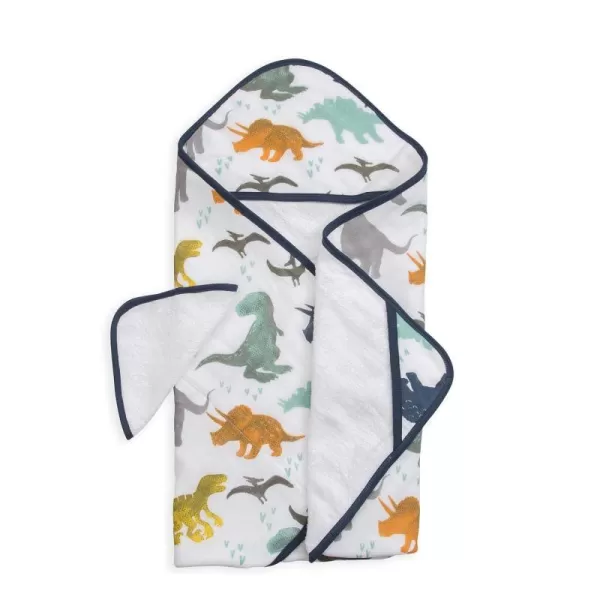 imageLittle Unicorn Cotton Hooded Towel amp Wash Cloth Set  100 Cotton  Machine Washable  Towel 30x 30 Washcloth 8x8  Playful Design  Infants to 3T  For Boys amp Girls  Summer Poppy Dino FriendsDino Friends