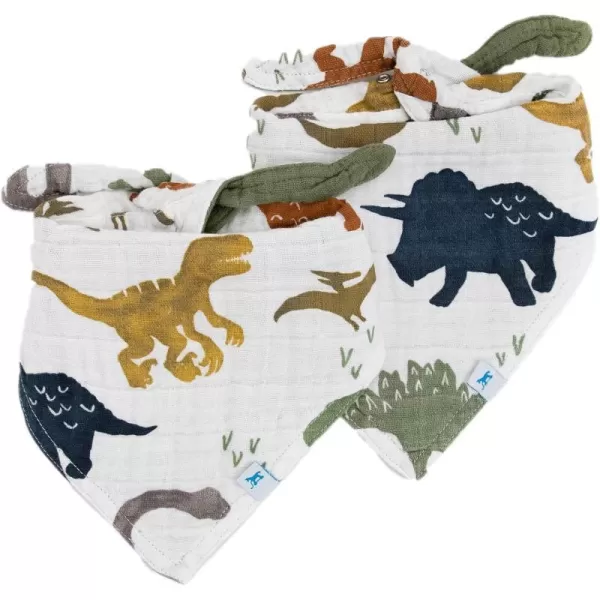 imageLittle Unicorn Cotton Muslin Reversible Bandana Bib 2 PackDino Friends