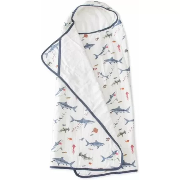 imageLittle Unicorn Large Cotton Hooded Towel  100 Cotton  42 Tall x 47 Wide  Printed Pockets  Absorbent amp Plush Feel  for 25 Year Olds  Machine Washable  Playful Designs  Unisex Grey StripeShark