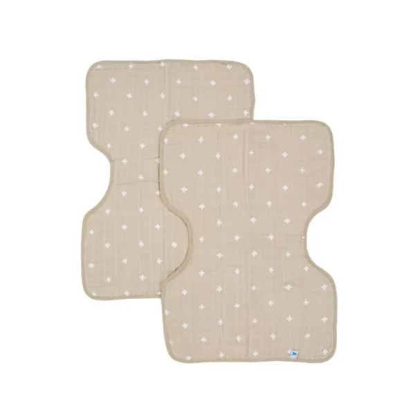 imageLittle Unicorn Single Cotton Muslin Burp Cloths  100 Cotton  MultiLayer  Ultra Absorbent amp Soft  Ergonomic Design  Burping Newborn Baby  Reversible  Large 21x14Taupe Cross 2 Pack