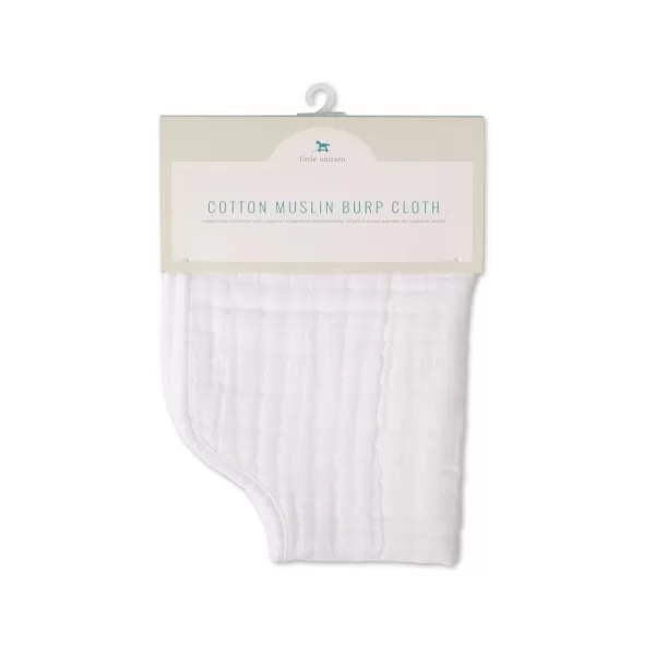 imageLittle Unicorn Single Cotton Muslin Burp Cloths  100 Cotton  MultiLayer  Ultra Absorbent amp Soft  Ergonomic Design  Burping Newborn Baby  Reversible  Large 21x14White Single