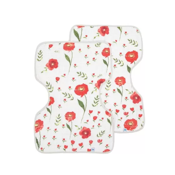imageLittle Unicorn Single Cotton Muslin Burp Cloths  100 Cotton  MultiLayer  Ultra Absorbent amp Soft  Ergonomic Design  Burping Newborn Baby  Reversible  Large 21x14Summer Poppy 2 Pack
