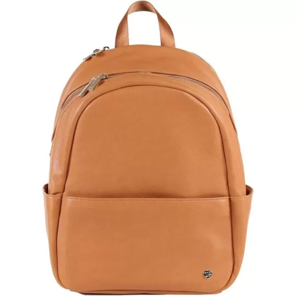 imageLittle Unicorn Skyline Backpack  Diaper Work Travel Bag with Changing Pad  Premium Vegan Leather  Lightweight amp Durable Design  5 Interior Pockets  Easily Wipes Clean Grey UmberCognac