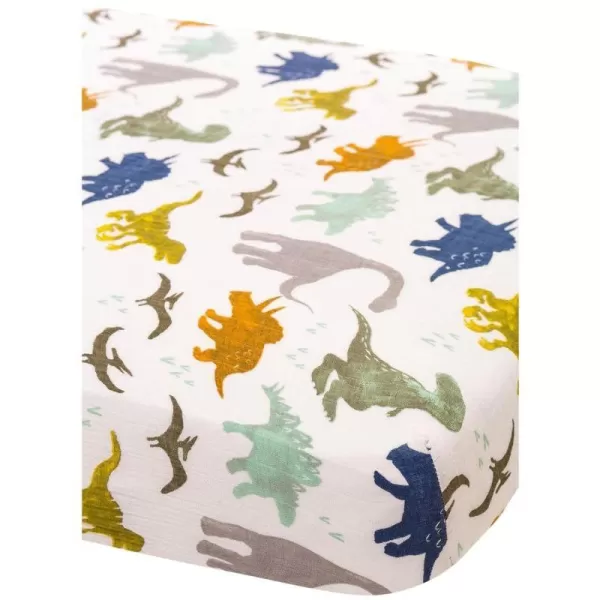 imageLittle Unicorn Taupe Cross Fitted Crib Sheet  100 Cotton Muslin  Super Soft  Sized for Standard Baby Crib amp Toddler Mattress  Machine Washable  52 x 28 x 9Dino Friends