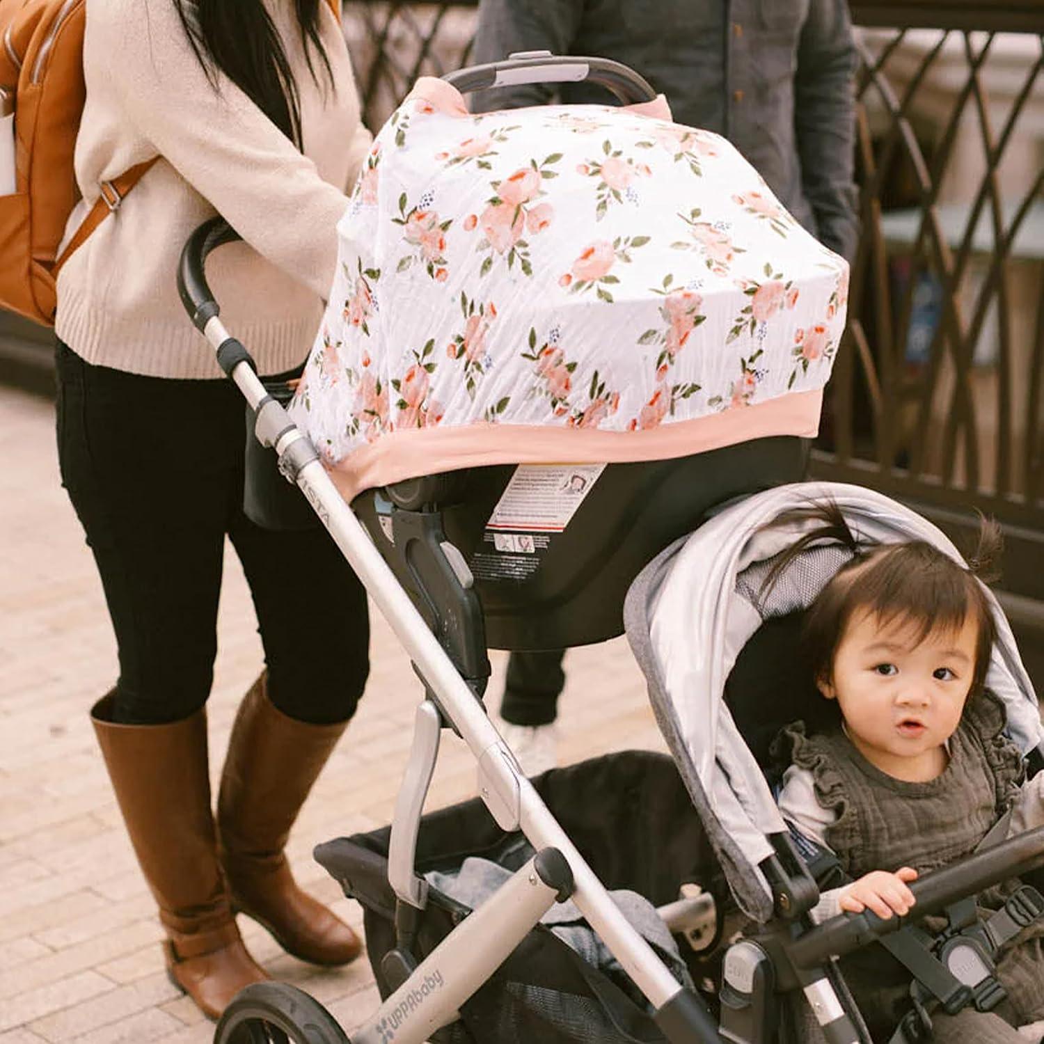 imageLittle Unicorn Breathable Car Seat Canopy  Magnetic Closure Cover ampamp Universal Fit  Protection ampamp Privacy for Baby Adobe CheckerWatercolor Roses