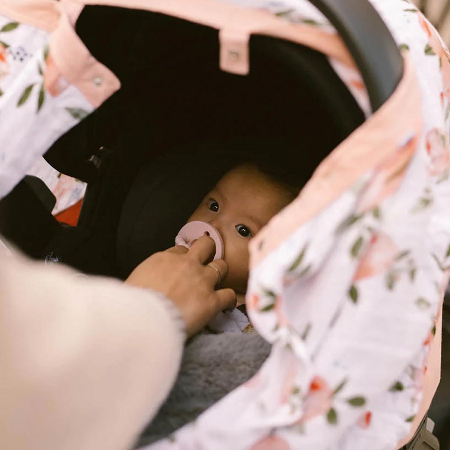 imageLittle Unicorn Breathable Car Seat Canopy  Magnetic Closure Cover ampamp Universal Fit  Protection ampamp Privacy for Baby Adobe CheckerWatercolor Roses