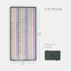 imageLittle Unicorn 5x7 Outdoor Family Picnic ampamp Beach Blanket  Durable ampamp WaterResistant Fabric  Compact Fold ampamp Easily Wipes Clean  Zipper Pocket Sun BakedChroma Rugby Stripe