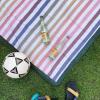 imageLittle Unicorn 5x7 Outdoor Family Picnic ampamp Beach Blanket  Durable ampamp WaterResistant Fabric  Compact Fold ampamp Easily Wipes Clean  Zipper Pocket Sun BakedChroma Rugby Stripe