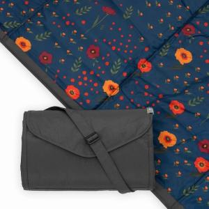 imageLittle Unicorn 5x7 Outdoor Family Picnic ampamp Beach Blanket  Durable ampamp WaterResistant Fabric  Compact Fold ampamp Easily Wipes Clean  Zipper Pocket Sun BakedMidnight Poppy
