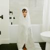 imageLittle Unicorn Premium Hooded Bath Towel Absorbent Cotton ampamp Terry Blend  Larger Size 16 Years SharkGrey Stripe
