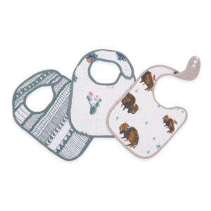 imageLittle Unicorn Premium Classic Bib 3 pack  Adjustable as baby grows  Soft fabric on skin  Great for first time eaters Forest Friends 2Bison