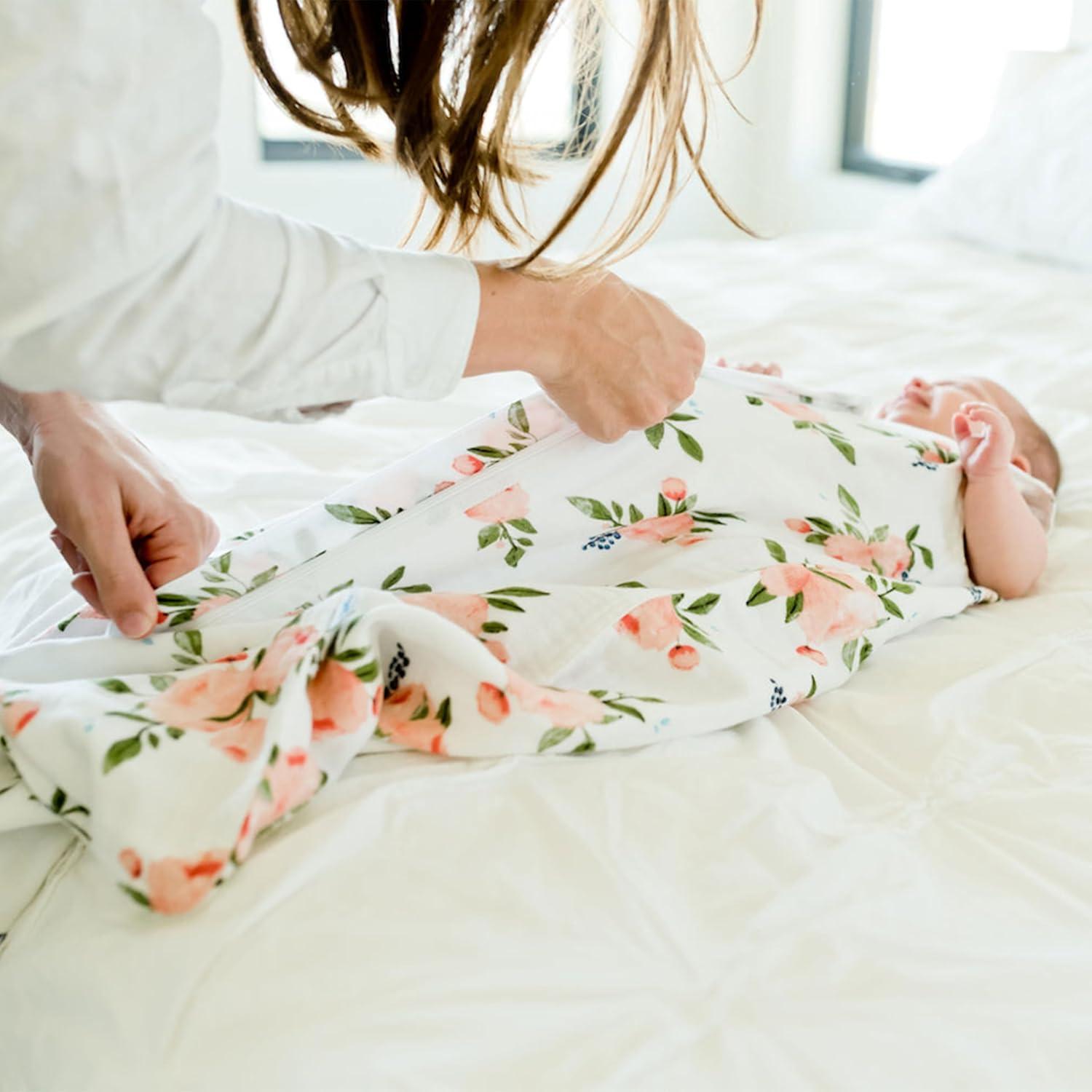 imageLittle Unicorn 06 Month Premium Muslin Sleep Sack 11 TOG  Soft ampamp Breathable Muslin Cotton for safer sleep  2 way zipper Taupe CrossWatercolor Roses