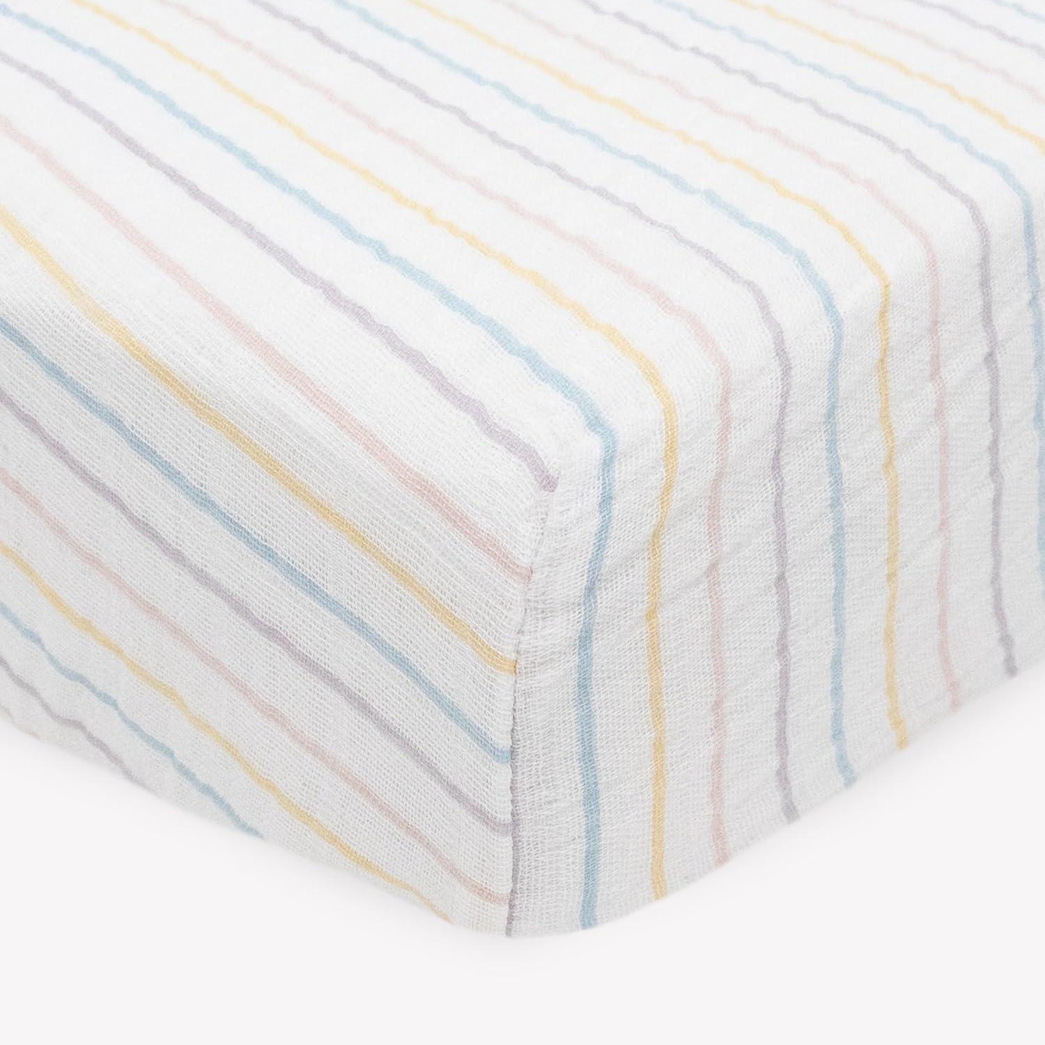 imageLittle Unicorn Premium Crib Sheet  Breathable ampamp SuperSoft Muslin Fabric Watercolor RosesUnicorn Stripe