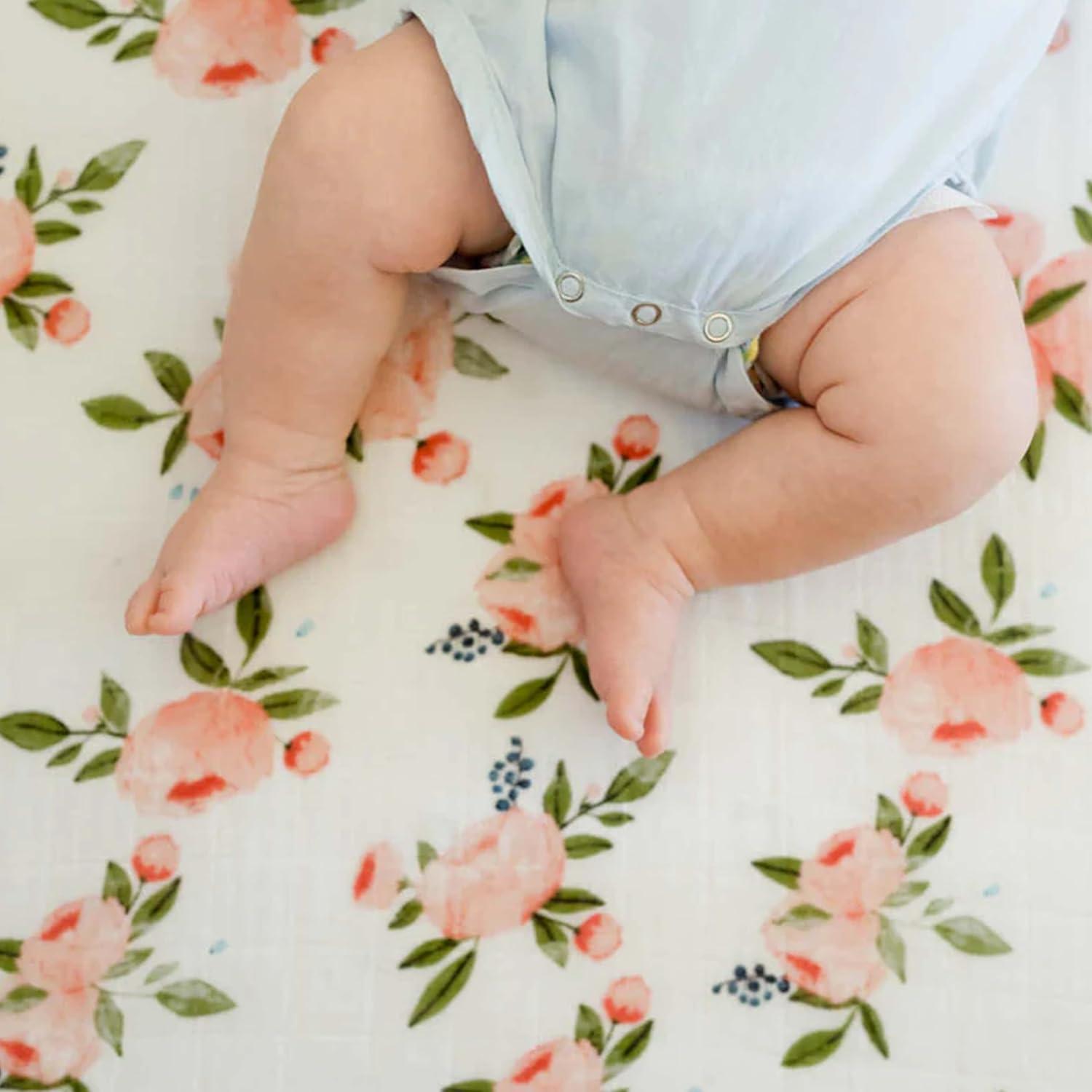 imageLittle Unicorn Premium Crib Sheet  Breathable ampamp SuperSoft Muslin Fabric Watercolor RosesWatercolor Roses