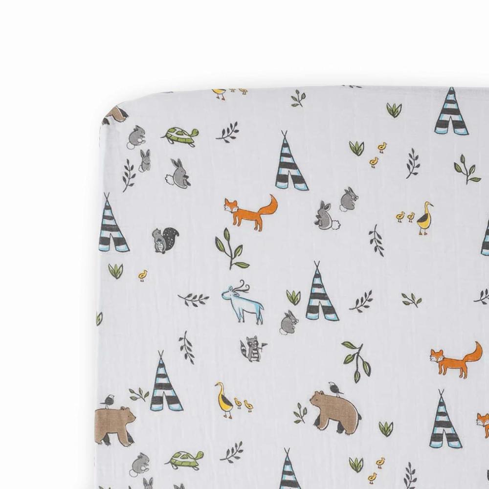 imageLittle Unicorn Premium Crib Sheet  Breathable ampamp SuperSoft Muslin Fabric Watercolor RosesForest Friends