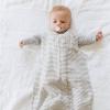 imageLittle Unicorn 06 Month Premium Muslin Sleep Sack 11 TOG  Soft ampamp Breathable Muslin Cotton for safer sleep  2 way zipper Taupe CrossGrey Stripes