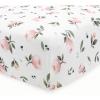 imageLittle Unicorn Premium Stretch Knit Crib Sheet Super Soft with Optimal Stretch Dino PalsWatercolor Rose